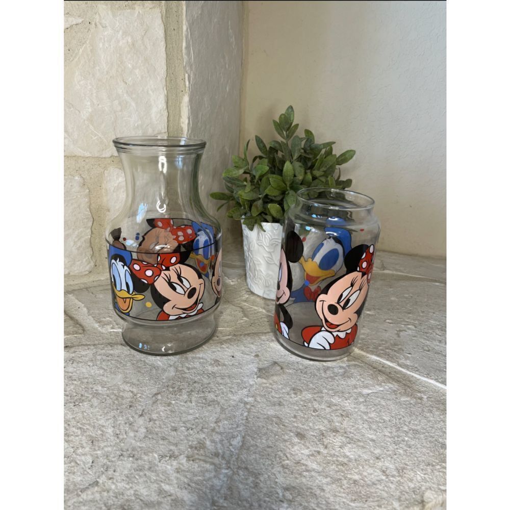 Disney vintage Mickey and Friends glassware carafe/pitcher